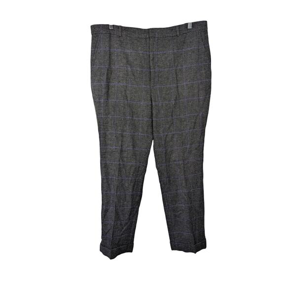 Lauren Ralph Lauren Wool Blend Window Pane Pattern High Rise Pant - Picture 1 of 8